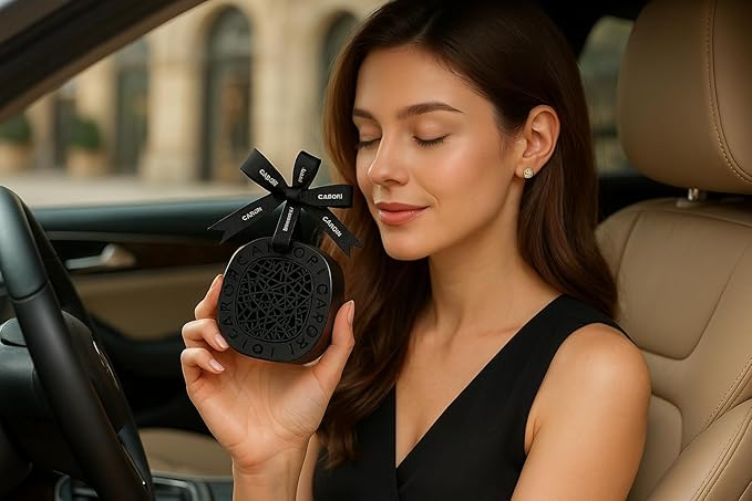 Car Air Freshener Diffuser – Sandalwood Vent Clip Inspired by 1 Hotel, Long-Lasting Natural Scent, Sleek Refillable Design, Eliminates Odors – Black