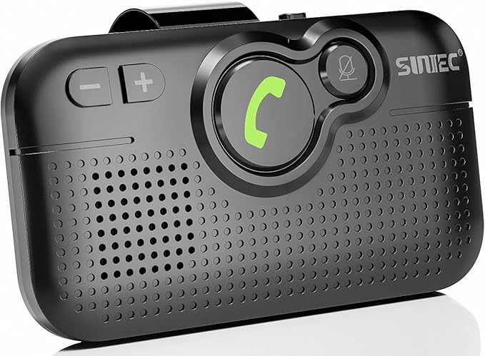 Handsfree Bluetooth Car Kit for Cell Phone, Wireless Bluetooth Speaker for Car, AUTO Power ON Support Siri Google Voice Assistant Hands Free Phone Speakerphone with Visor Clip-BC980SA