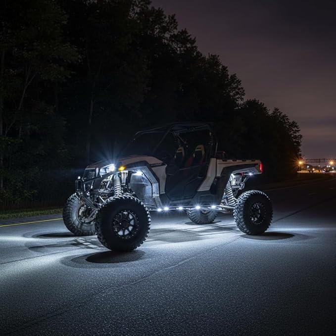 YONEDA 24 Pods White Rock Lights 6000K 9LED Ultra Bright LED Underglow Lights IP68 Waterproof for Trucks SUV UTV ATV RZR Car Boats Pickup Motorcycle with 39.37ft Extension Wire