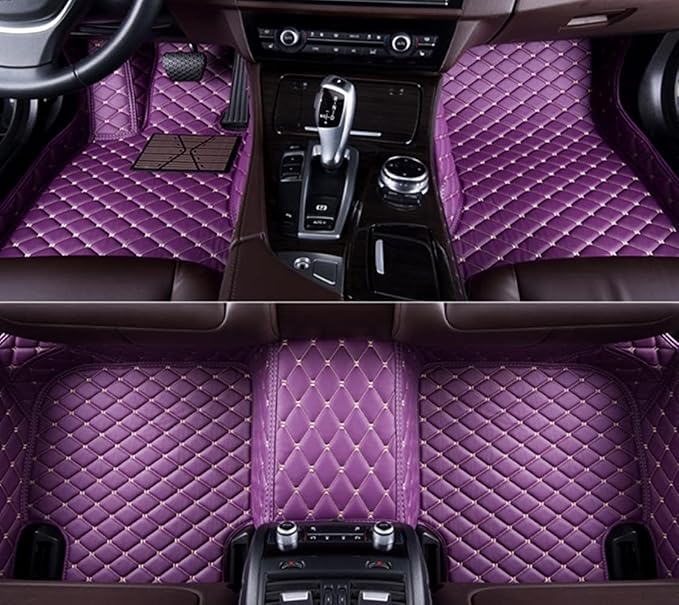 Custom Making Car Floor Mats Protection Pads for 99% Sedan/Coupe/Hatchback/SUV/Pickup Men Women Car Floor Mats Coverage Pads Anti-Slip Leather Floor Lining (Purple)