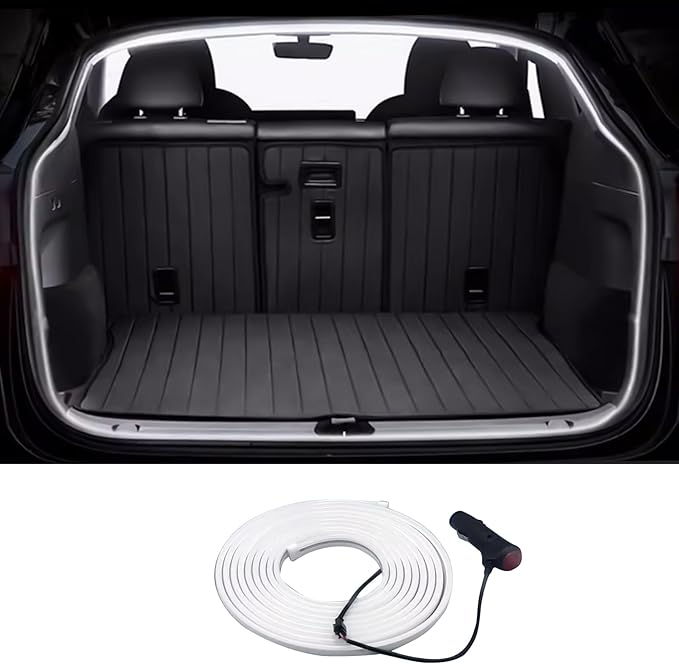 Tlyard Juniper Trunk LED Light Strip for Tesla Model Y 2020-2025, New Model Y Led Trunk Lights, Silicone Waterproof Intelligent Dual Colors Switchable Interior Lighting Warm/White