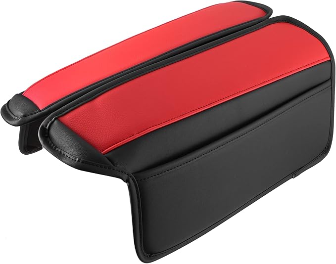 Car Center Console Armrest Cushion Soft Pad Arm Rest Cover Support Black Red for Nissan Rogue 2021 2022 2023 (Pack of 2)