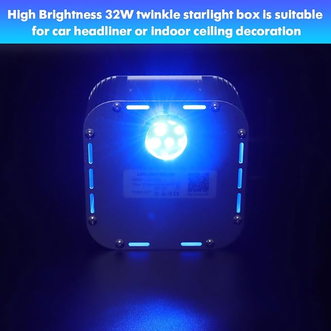 AMKI High Brightness 32W Twinkle 800pcs 0.03in 13.1ft Fiber Optic Starlight Headliner Kit for Car Home Roof Ceiling Decoration Fiber Strands RGBW Starlight Box Sound Activated APP Remote Control
