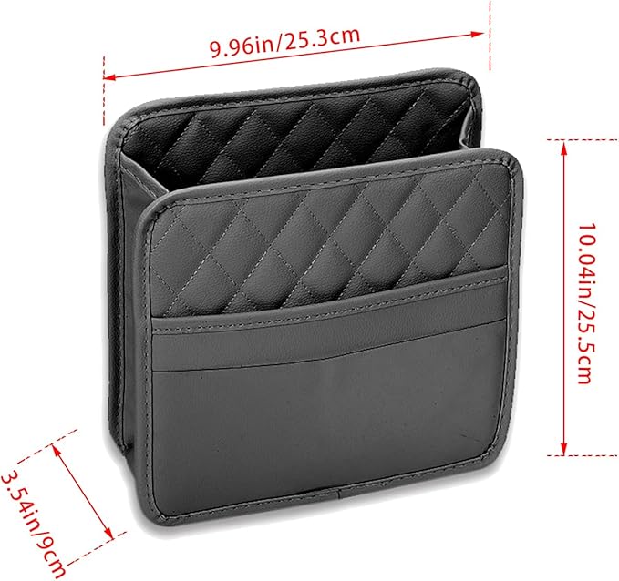Car Seat Organizer Backseat with Storage Pockets, PU Leather Vehicle Backseat Hanging Storage Pocket, Multipurpose Automotive Travel Essentials Accessories, Universal for Most Cars (Black)