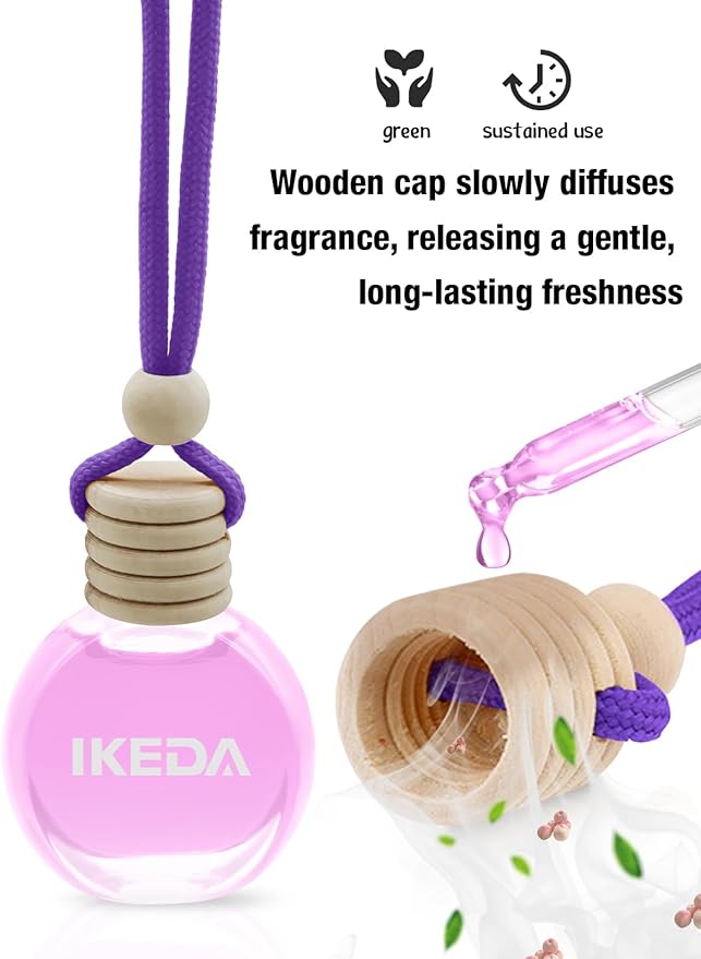 Ikeda Car Air Freshener: Hanging Car Smell Air Freshener | 10ml Hanging Car Perfume | Long Lasting Fragrance | Strong Scents Diffuser for Auto Home (Peach)