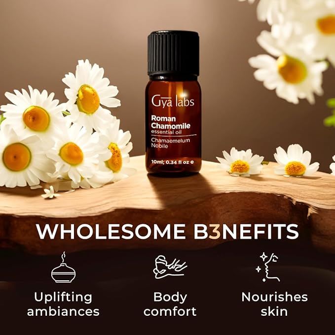 100% Pure Roman Chamomile Essential Oil - 0.34 Fl Oz - Roman Chamomile Oil for Hair, Skin, Diffuser, Aromatherapy & DIY Candle Making Scent