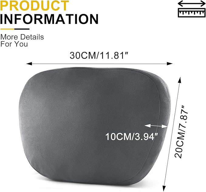 Upgrade Car Neck Pillow with Graphene Fabric Automotive Seat Cushions of Headrests for Relieving Neck Stiffness Seat Neck Support Pillow, Fits All Vehicles(Grey 2-Pack)