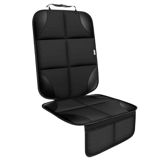 Meolsaek Car Seat Protector for Child Car Seat, Durable 600D Fabric Waterproof Car Seat Cover with Thick Pad Non-Slip Backing，No Imprints (Black 1pc)