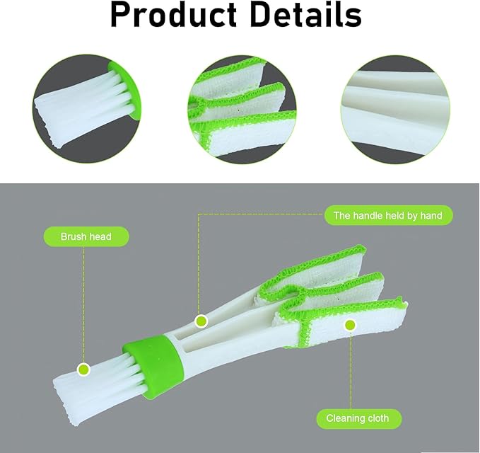 3 PCS Mini Duster for Car Air Vent, 3 Arms Small Duster Vent Cleaner, Blinds Cleaner Dusting Tool, Universal Cleaning Tools for Blinds, Keyboards, Fans (Green)