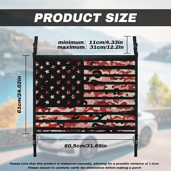 Car Roof Storage Bag Red Camouflage Flag Car Storage Bag Organizer Premium Car Seat Organizer Can Hold Mobile Phone, Wallet, Glasses