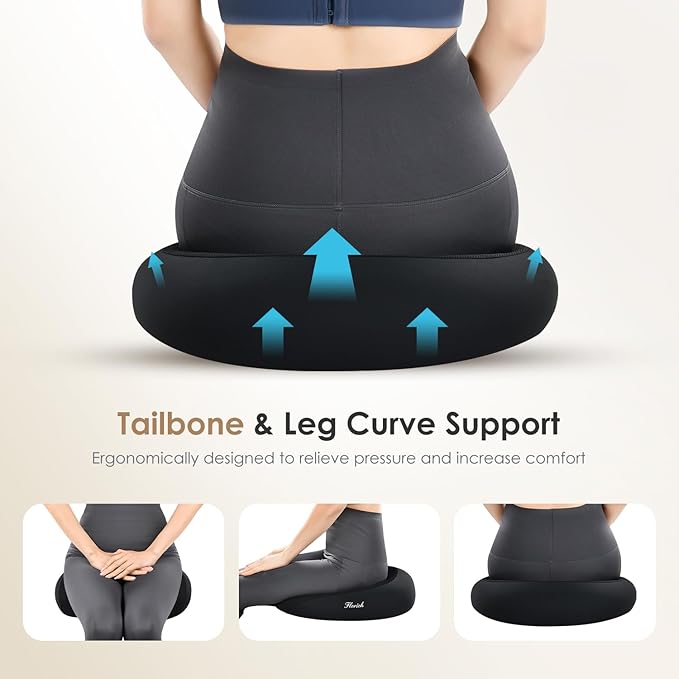 FLORICH Car Seat Cushion & Lumbar Support Pillow & Car Neck Pillow, Ergonomic Memory Foam Driving Seat Cushions for Back & Sciatica Pain Relief, Non-Slip Cushion for Car, Office Chair,Wheelchair-Black