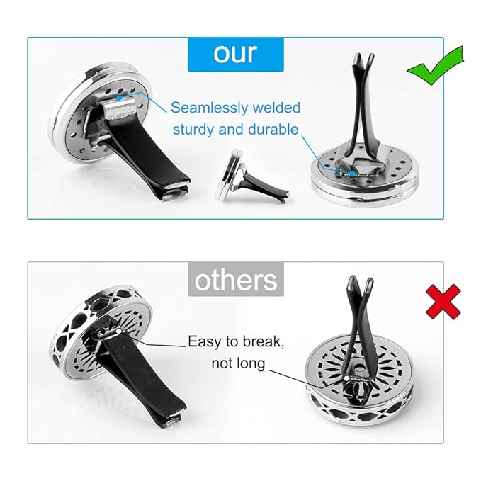 4PCS Car Vent Clip Diffuser Set with Felt Pads – Reusable Alloy Air Freshener Holder for Car, Office & Home, Gift for Women & Men, Christmas, Valentine's Day, Birthday