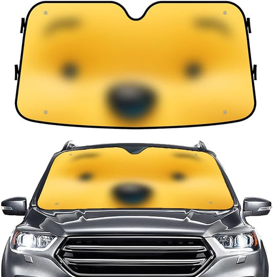 GENANY Bear Windshield Sun Shade for Car SUV Truck (55x30 Inches), Front Window Visor for Windows, Protector Blocks UV