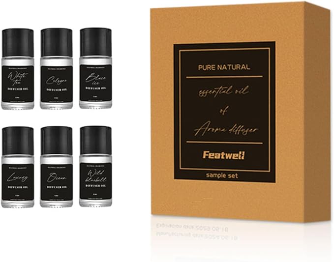 Featwell Car Air Freshener Essential Oil, 6 Bottles Essential Oils for Diffuser, Aromatherapy, Home Car Scented Oils 6x10ml