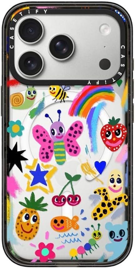 CASETiFY Impact iPhone 17 Pro Case [Slim/Compatible with Magsafe / 8.2 ft. 4X Military Grade Drop Protection] - Good Vibes - Clear Black