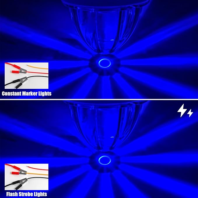 BJZ 8Pcs Blue Watermelon LED Strobe+Constant Marker Lights Dual Function Watermelon-Shaped Side Marker Clearance Tail Top Cap Roof Lights for Trailer Truck Semi-Trailer Heavy-Duty Truck Bus Van