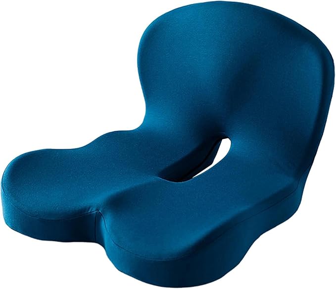 Car Seat Cushion for Long Driving, Ergonomic Memory Foam Seat Cushion, Car Seat Cushion for Back Pain and Lumbar Support Non Slip and Easy Clean for Driving Gaming Chair and Travel A Blue