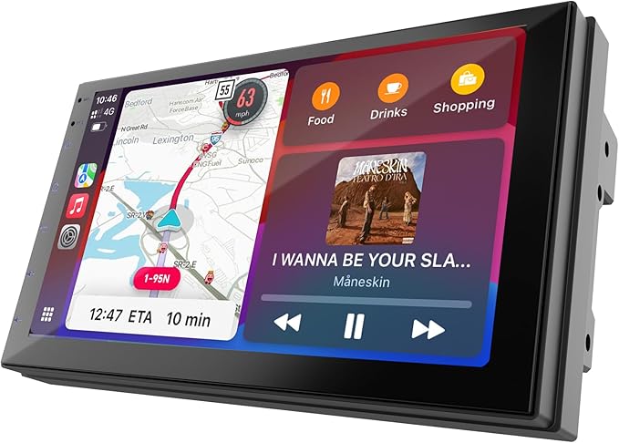 Wireless CarPlay Screen for Car & Android Auto Head Unit - Touchscreen 7 Inch Double Din Car Stereo with Backup Camera for All Cars (2+32GB NO Camera)