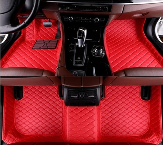 Custome Car Mats Accessories All Weather Floor mats Compatible with Automotive Floor Mats Passenger car mats (red Beige)