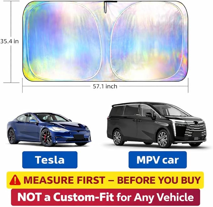 Aokway Car Windshield Sun Shade, Laser Reflective Windshield Sunshade | Heat & UV Blocker for Cars, SUVs, Trucks | Flexible Steel Wire Frame,Double Thickened, Foldable Design