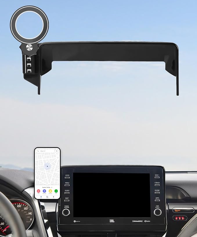 Car Phone Holder for 2021-2024 Toyota Camry Accessories Apply to 9 Inch Touch Screen Fixed Clip Magnetic Cell Phone Mount Hands-Free 360 Degree Rotation