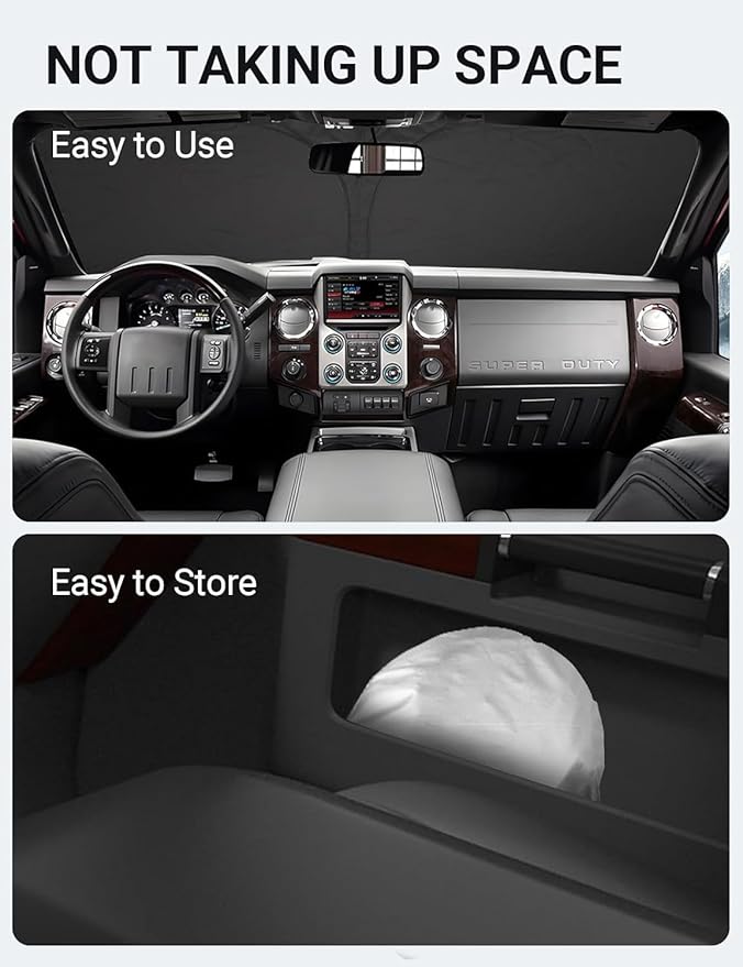 Proadsy 2026 Upgrade Front Windshield Sun Shade Foldable Sunshade Protector Custom Fit for 2008-2016 Ford Super Duty F-250 F250 F-350 F350 F-450 F450 F-550 F550 2Door 4Door Pickup Accessories