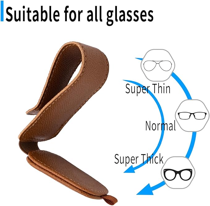 Yuoyar 2 Packs Magnetic Sunglass Holder for Car Visor - Universal Sunglasses Clip for Different Size Eyeglasses - Convenient Interior Car Accessories (Brown)