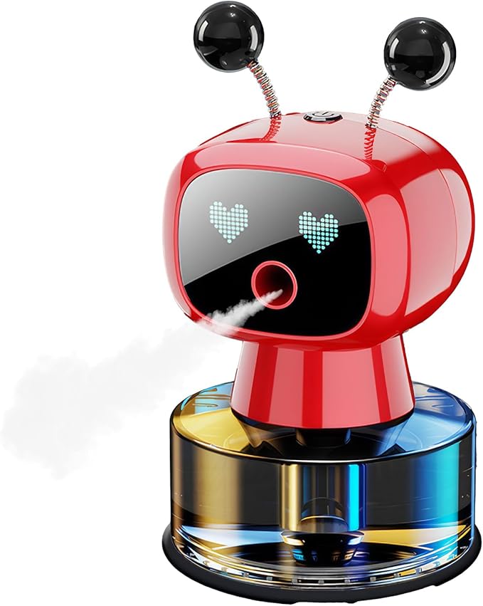 Amposei Smart AI Robot Air Freshener, Aromatherapy Diffuser, Automatic Spray for Car, Ideal Gift Decor for Perfume Lover (Red Hilton)
