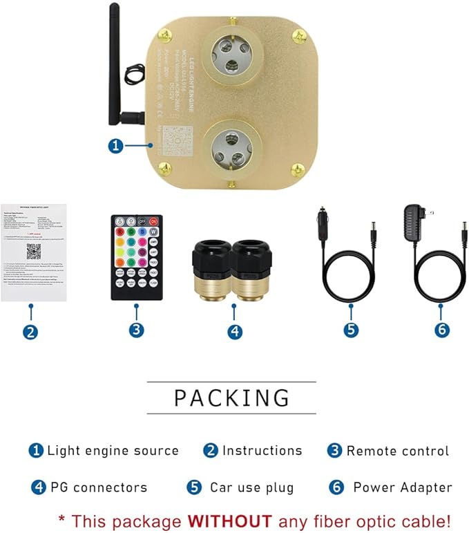 AKEPO 20W Dual-Head Twinkle Fiber Optic Light Box, APP Control Twinkle Light Engine Music Activated with 28-Key Remote for Headliner Starlight kit