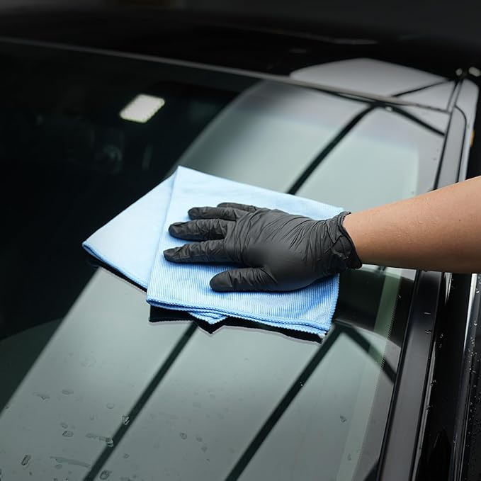 SPTA Ultra Fine Microfiber Cloths for Glass, 12 Pack Microfiber Glass Cleaning Cloth, 16 InchX16 Inch, 300GSM, Lint Free Quickly Clean Window, Glasses, Windshields, Mirrors, and Stainless Steel, Blue
