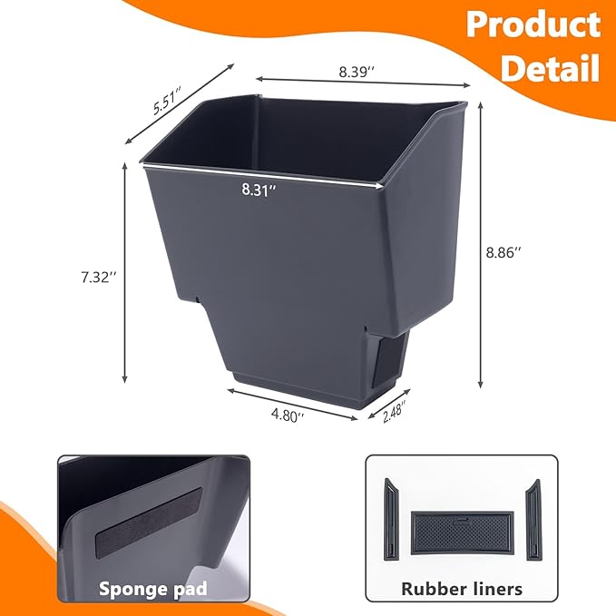 TOPINSTALL Console Storage Box Compatible with 2022-2026 Ford Maverick Accessories, Front Seat Armrest Box Large Capacity Center Console Organizer Multi-Function Cup Holder Insert Trash Can