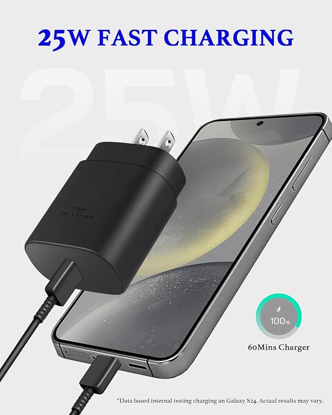 25W Type C Charger Fast Charging 10 ft, USB C Charger Block & Android Phone Chargers Cord 10 Foot for Galaxy S25 Ultra/S25/S25+/S24 Ultra/S24/S24+/S23/S22 Ultra