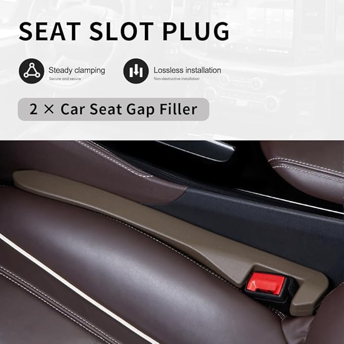 KIFIDAN 2PCS Car Seat Gap Filler,Flexible in between Car Seat Catcher for Tightly Filling Seats Gaps,Universal Cars Console Catcher Interior Cars Accessories for Women & Men (Brown)