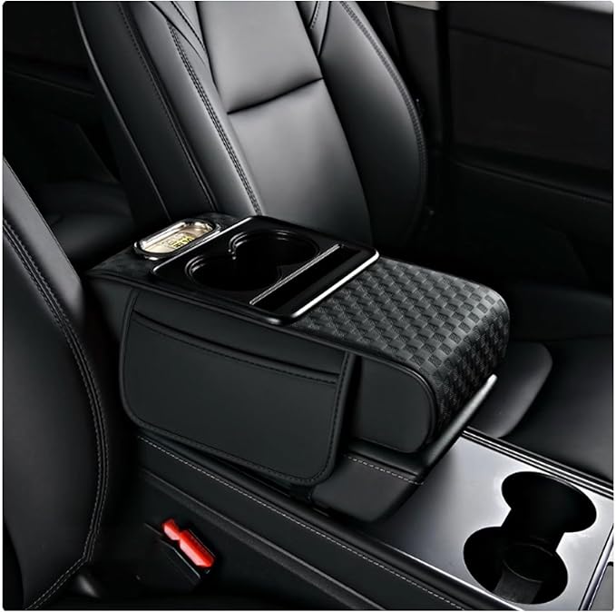 Car Arm Rest Cushion for Mazda CX-5, Center Console Armrest Pillow Car Armrest Pad Trucks with Cup Holder, Armrest Pad Storage Bag(Black)