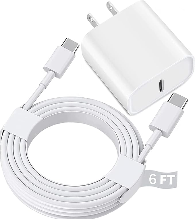 USB C Fast Charger for Apple iPad Pro 13/12.9/11 in 2026-2018,iPad 11th(A16),iPad Air 5th/Mini 7th,iPhone 17/16/15 Series,USB C Charger Fast Charging Adapter Wall Block with 6FT USBC to C Cable Cord