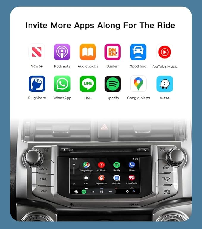 Wireless Carplay/Android Auto Adapter for Toyota with Entune2.0 & Touch2 2014-2019 Retrofit Kit Decoder Fits for Tundra/Highlander/RAV4/Tacoma/Camry/Corolla/Avalon/Prius/CH-R/Sienna/Camry