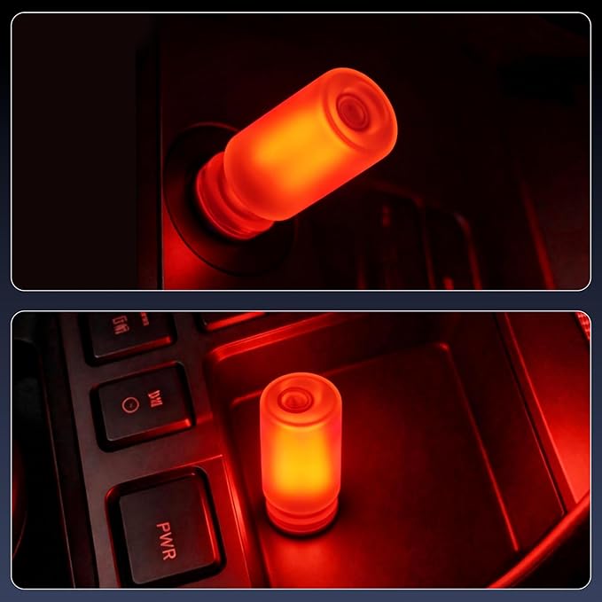 iFunyLED Car Interior USB LED Night Light, Portable Touch dimmable Car Ambient Lighting Kit, Retro Mini Frosted Glass Bottle Lamp Decorations for Vehicle Camping Bedroom Hallway, Pack of 2(Red)