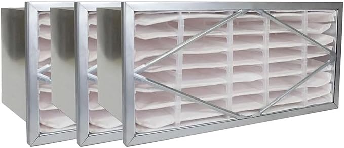 Filterbuy 24x24x12 Air Filter Header (3-Pack), Rigid Cell Filters HVAC (Actual Size: 21.75 x 21.75 x 11.38)