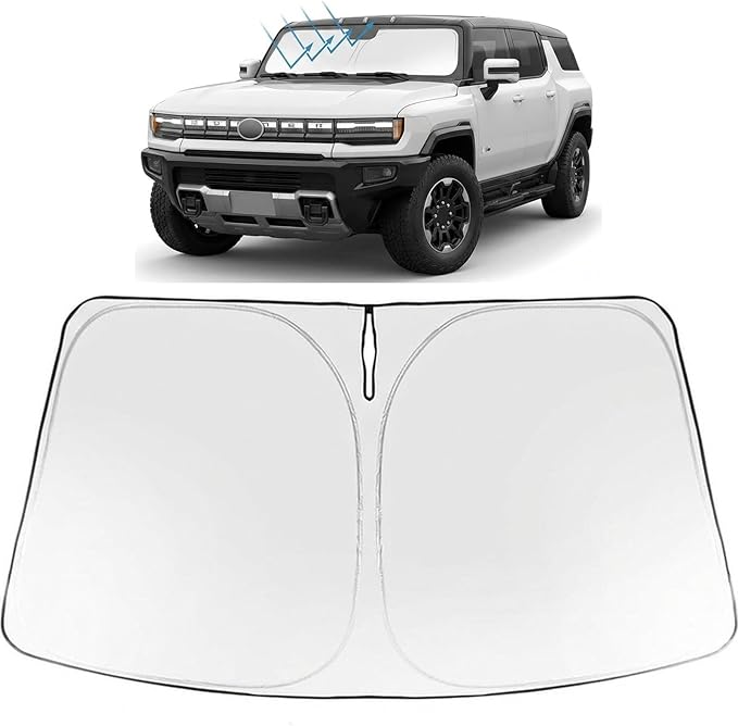 Proadsy Windshield Sun Shade for GMC Hummer EV 2022-2026 Foldable Front Sunshade Protector Sun Visor Blocks UV Rays Keep Car Cooler Accessories