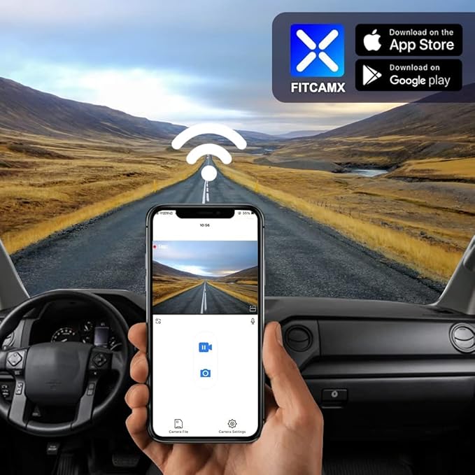 Fitcamx 4K Dash Cam Suitable for Toyota Tundra 2017-2021 & Sequoia 2017-2022 Limited SR5 Platinum TRD Pro, Integrated OEM Look, High Definition 2160P Video WiFi, G-Sensor, Loop Recording, 64GB Card