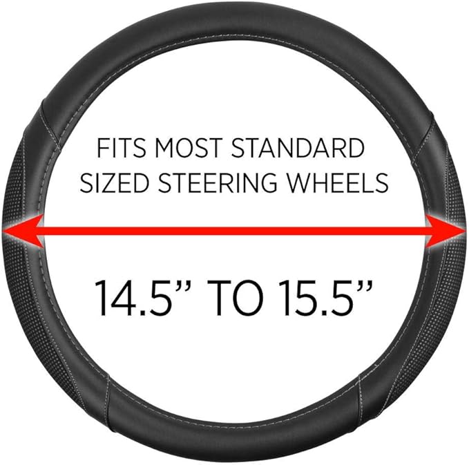 Motor Trend White Steering Wheel Cover - Dotted Comfort Polyester Grip on Stitched Synthetic Leather, White/Black