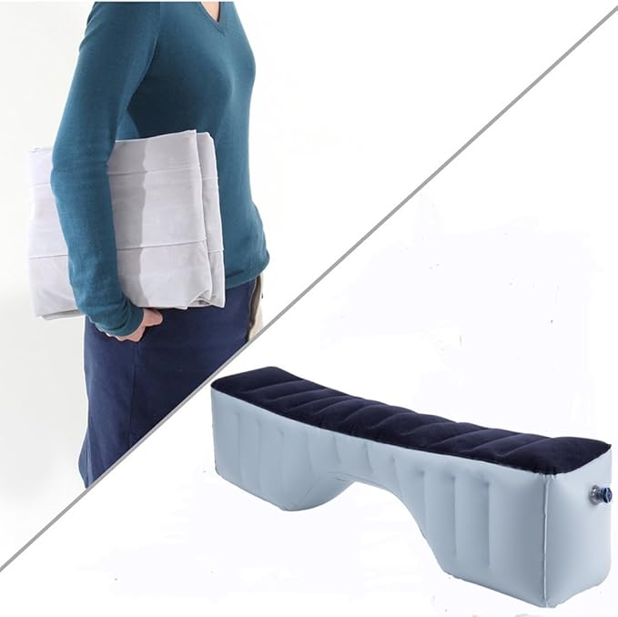 FMS Car Travel Inflatable Mattress Back Seat Gap Pad Mattress Air Bed Cushion Camping Air Couch (Blue)