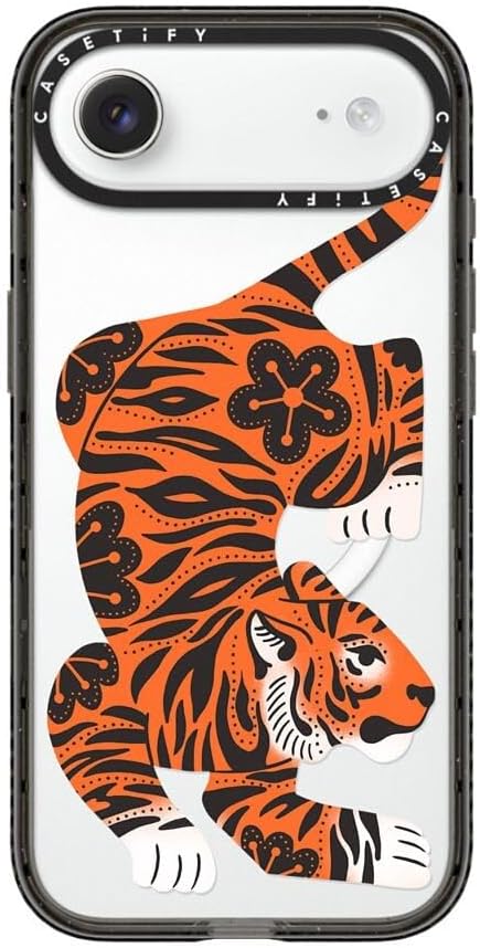 CASETiFY Impact iPhone Air Case [Slim/Compatible with Magsafe / 8.2 ft. 4X Military Grade Drop Protection] - Fierce Tiger - Clear Black