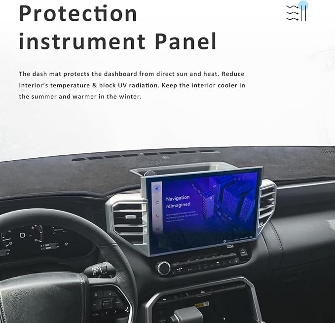auovo Dashboard Cover Mat Compatible with Toyota Tundra 2022 2023 2024 Without HUD Anti-Slip Dash Cover Dash Carpet Cover Sunshield Protector