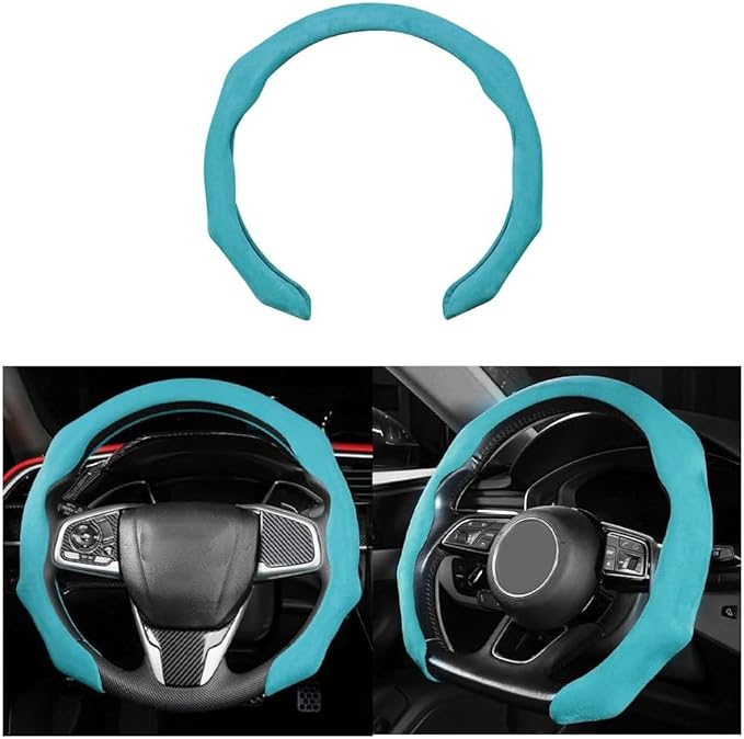 Mandark Car Steering Wheel Cover, Suede Sport Vehicle Steer Wheel Protector Fitting 15 Inch, Non-Slip Comfortable Automotive Interior Decoration Accessories, Universal for Most Cars (Blue)