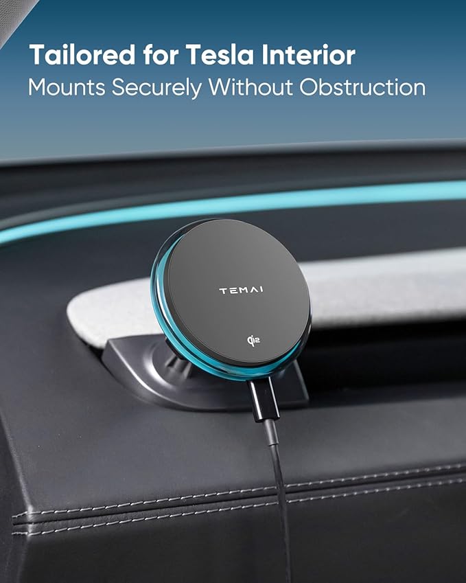 15W MagSafe Wireless Car Charger & Strongest Magnetic Phone Holder for Tesla - Car Mount Charger for Model Y Juniper & 3 Highland, Qi2 Fast Charging, No Vent Block