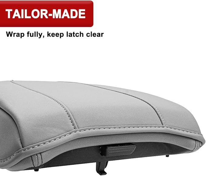 Center Console Armrest Cover for Honda Pilot 2023-2026, Passport 2024-2026, Ridgeline 2024 2025, Durable Middle Console Lid Covering, PU Leather Trim, Anti-Scratch, Grey