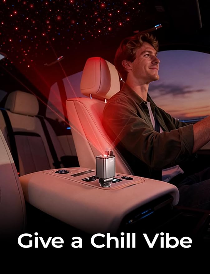 LISEN 4 in 1 Starlight Retractable Car Charger, 75W USB C Cigarette Adapter Fast Charging, Starlight Retractable Car Accessories for Women Mom, for iPhone 17 Pro Max Air 16 15 14 13 12