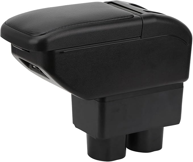 AULPHIKE Compatible with Nissan Versa Armrest 2007-2011 Car Center Console Organizer Armrests Double Layer Storage with USB Ports（Carbon Fiber Style）