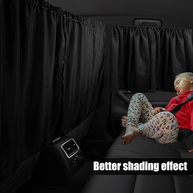 Car Privacy Curtain Universal Car Divider Curtain Between Rear Seat Auto Blackout Curtains Cars Sun Shades Side Window Shades Kit for Travel Camping Nap Sleeping(C)